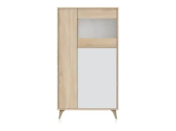 Vitrina Lira Blanco Artik (Blanco Mate) - Roble Canadian
