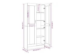 Vitrina madera contrachapada roble ahumado 82,5x30,5x185,5 cm