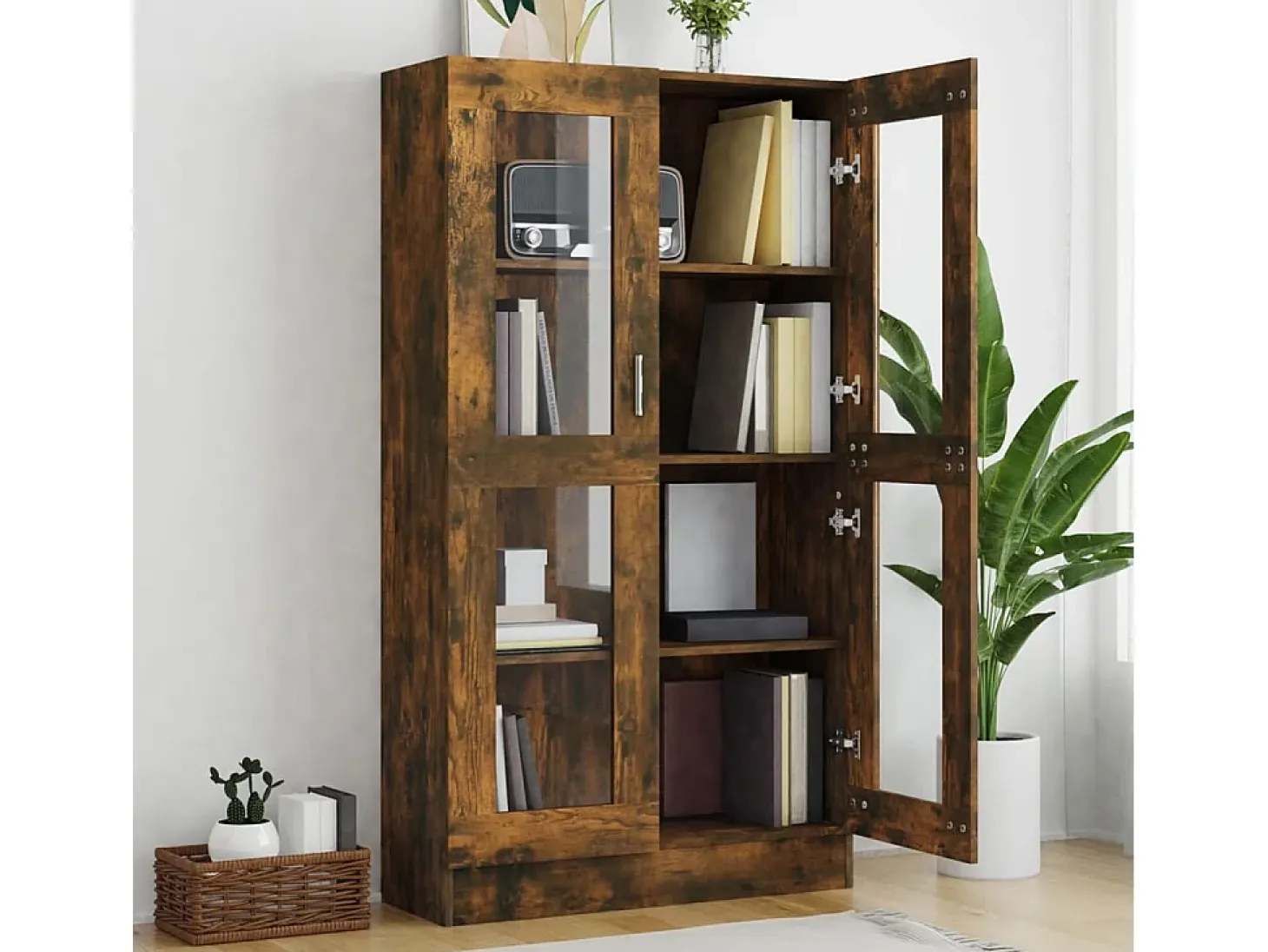 Vitrina madera contrachapada roble ahumado 82,5x30,5x150 cm