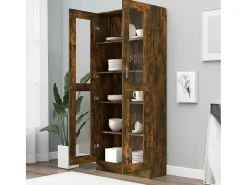 Vitrina madera contrachapada roble ahumado 82,5x30,5x185 cm