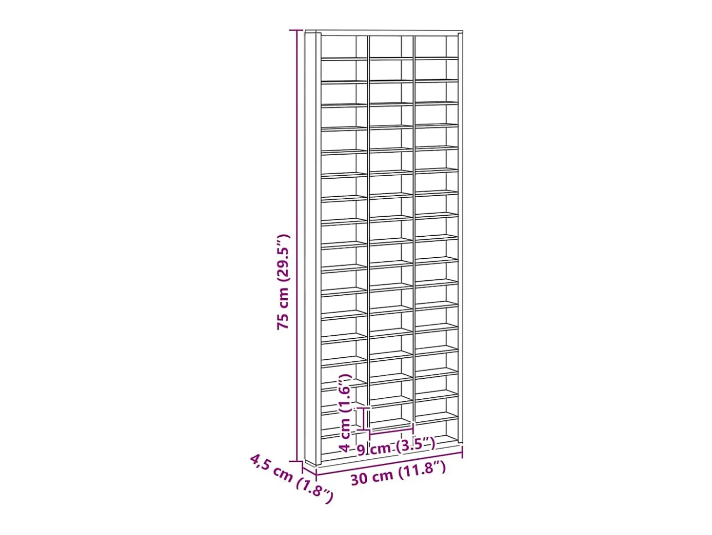 Vitrina Marrón 30 x 4,5 x 75 cm Madera de Ingeniería