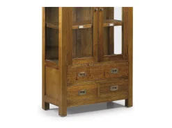Vitrina Mindy madera maciza 2 puertas 3 cajones 2 estantes Orka 70 cm