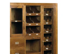 Vitrina Mindy madera maciza 2 puertas 7 cajones Orka 120 cm