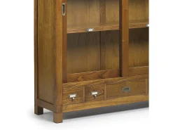 Vitrina Mindy madera maciza 2 puertas correderas 5 cajones Orka 120 cm