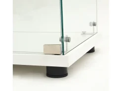 Vitrina moderna de cristal con 2 estantes de cristal, 1 puerta, iluminación LED y cerradura, 86 x 40,4 x 36,5 cm, color blanco