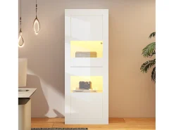 Vitrina moderna 61x42x162cm - con iluminación LED - con 2 puertas - blanca