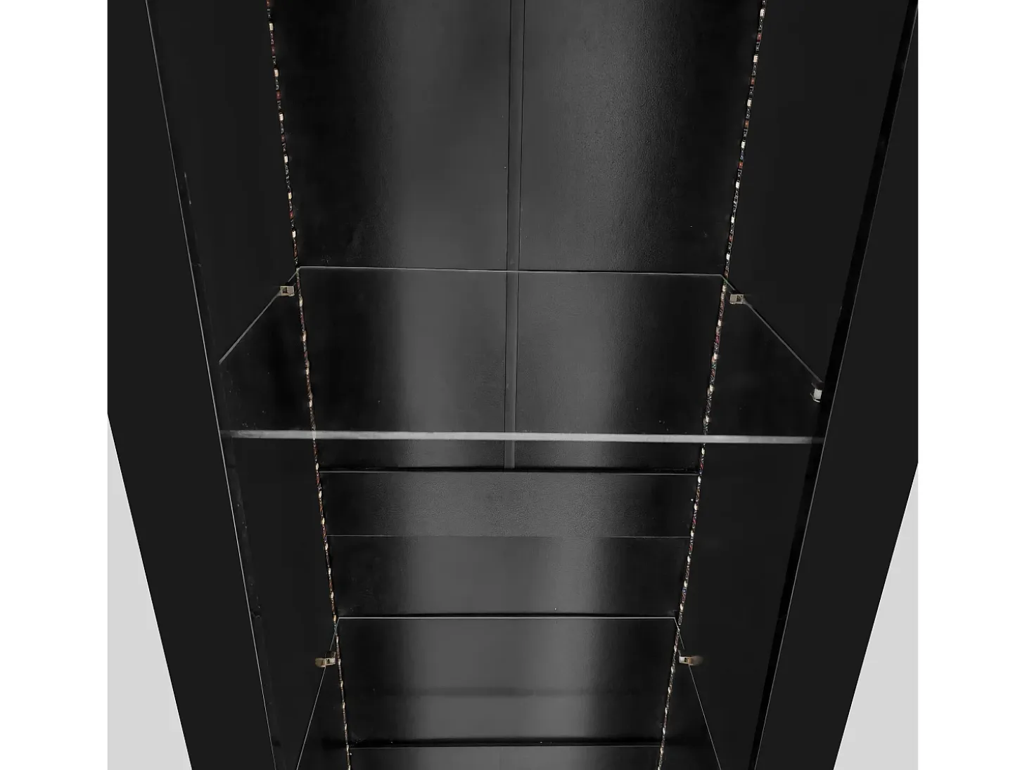 Vitrina negra con iluminación LED, 55 x 38 x 166 cm, 3 compartimentos, para salón y oficina