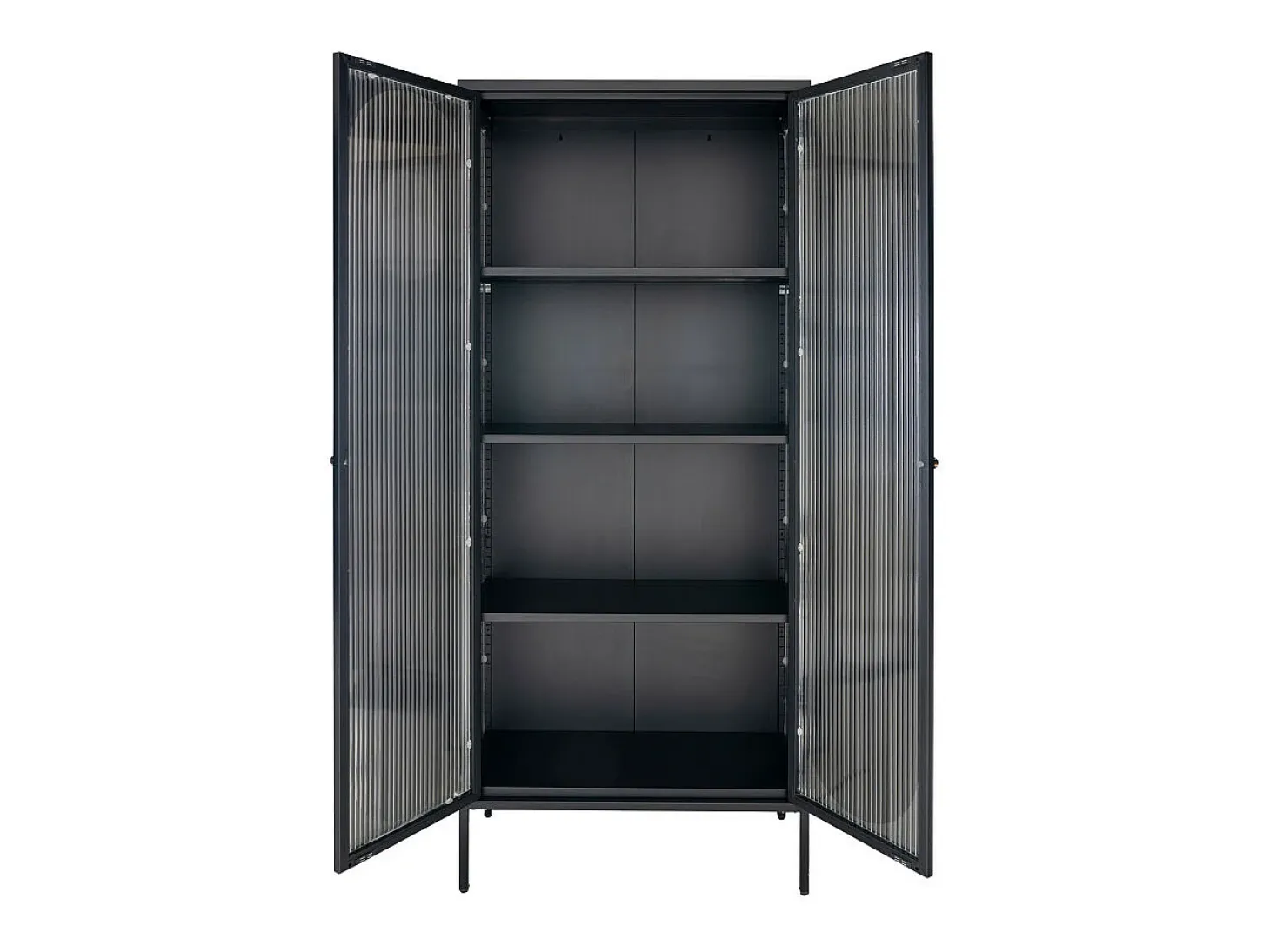 Vitrina negra con puerta de cristal ondulado 80x35x180 cm