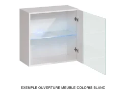 Vitrina negra cuadrada suspendida con 1 puerta de vidrio y luz LED incluida. Colección SWITCH.