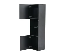 Vitrina negra de alto brillo con 2 puertas y 1 estante de cristal, LED incluido - 45x35x160cm