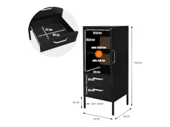 Vitrina negra 42x102x40 cm con puerta y 2 cajones, mueble metálico archivador