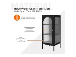 Vitrina negra 42x102x40 cm con puerta y 3 cajones, mueble metálico archivador