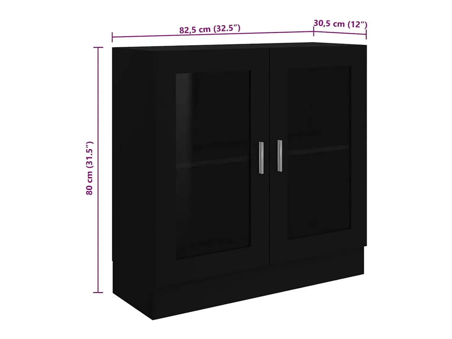 Vitrina negra 82,5x30,5x80 cm Madera de ingeniería