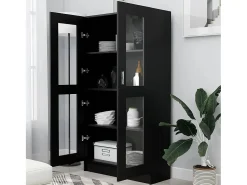 Vitrina negra 82,5x30,5x150 cm Madera de ingeniería