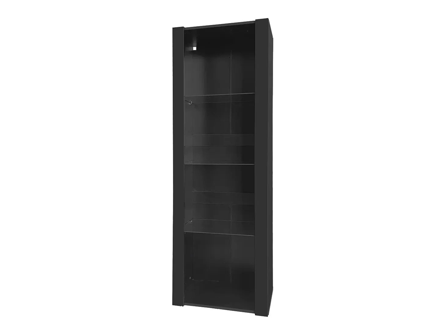 Vitrina negro - Vitrina con luces LED y 3 estantes de cristal - para salón y dormitorio