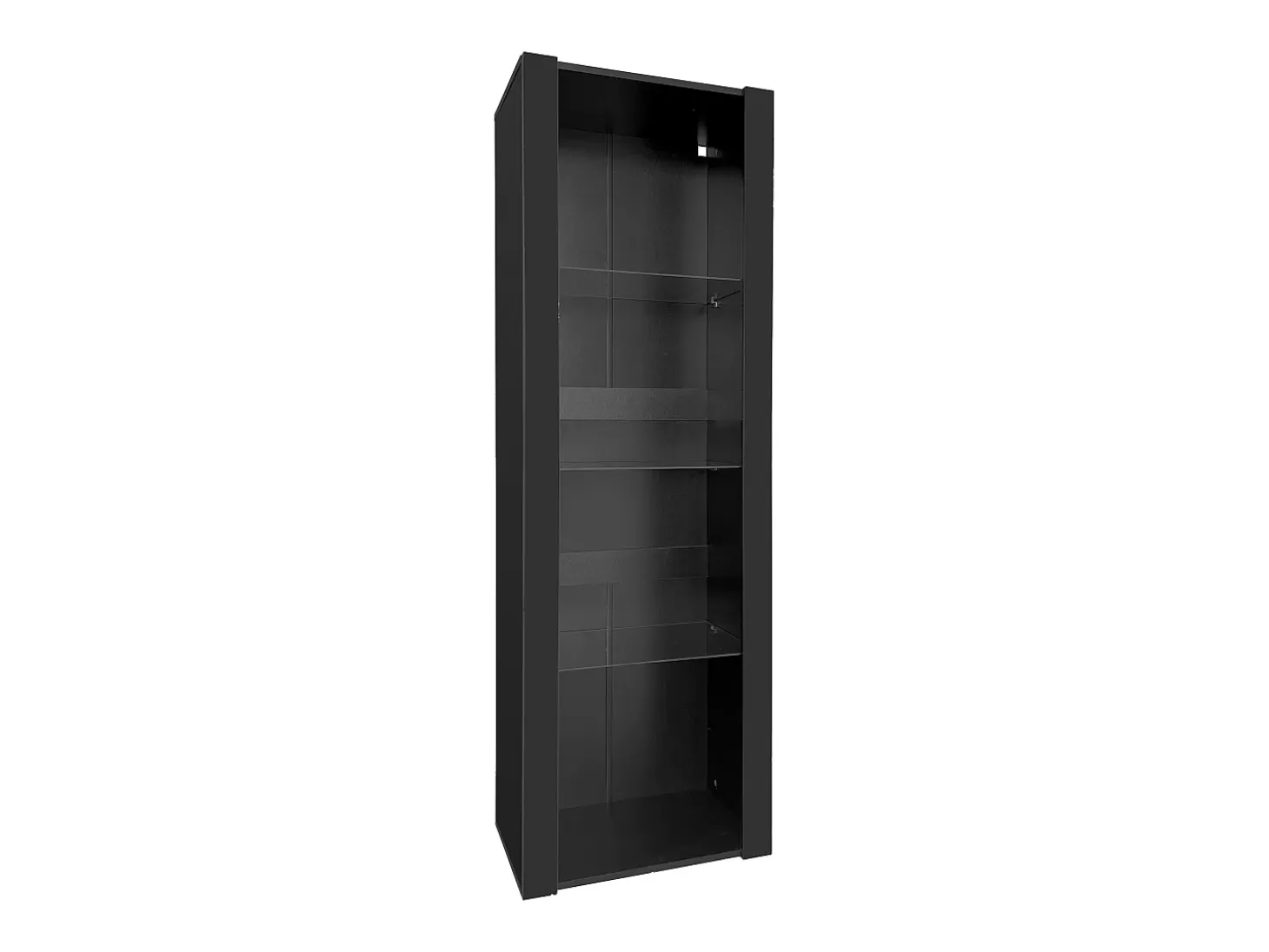 Vitrina negro - Vitrina con luces LED y 3 estantes de cristal - para salón y dormitorio
