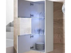 Vitrina para Salón comedor en Blanco con LED 40x29x126cm Luke V3