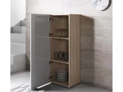 Vitrina para Salón comedor en Sonoma y Blanco 40x29x128cm Luke V1