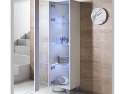 Vitrina para Salón comedor en Blanco con LED 40x29x177cm Luke V5