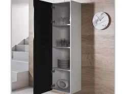 Vitrina para Salón comedor en Blanco y Negro 40x29x165cm Luke V4