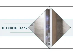 Vitrina para Salón comedor en Negro y Blanco con LED 40x29x177cm Luke V5
