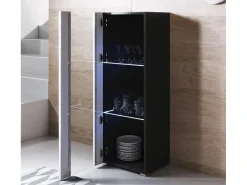 Vitrina para Salón comedor en Negro y Blanco con LED 40x29x128cm Luke V2