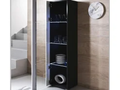 Vitrina para Salón comedor en Negro y Blanco con LED 40x29x167cm Luke V5
