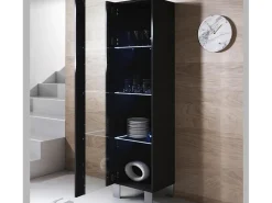 Vitrina para Salón comedor en Negro con LED 40x29x177cm Luke V5