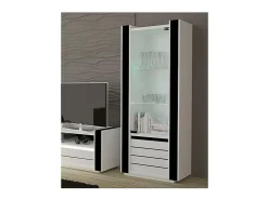 Vitrina pequeña modelo LINA blanca y negra con LED – 72 x 185 x 45 cm