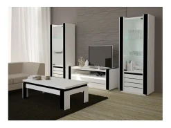 Vitrina pequeña modelo LINA blanca y negra con LED – 72 x 185 x 45 cm