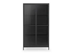 Vitrina puertas y laterales de cristal estructura metal negra