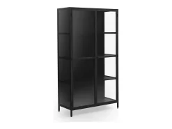 Vitrina puertas y laterales de cristal estructura metal negra