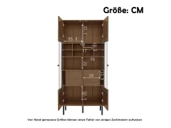 Vitrina reutilizable con acabado nogal - 75,5 x 35 x 164,5 cm - frontal de cristal + balda + cajón oculto - MDF - natural