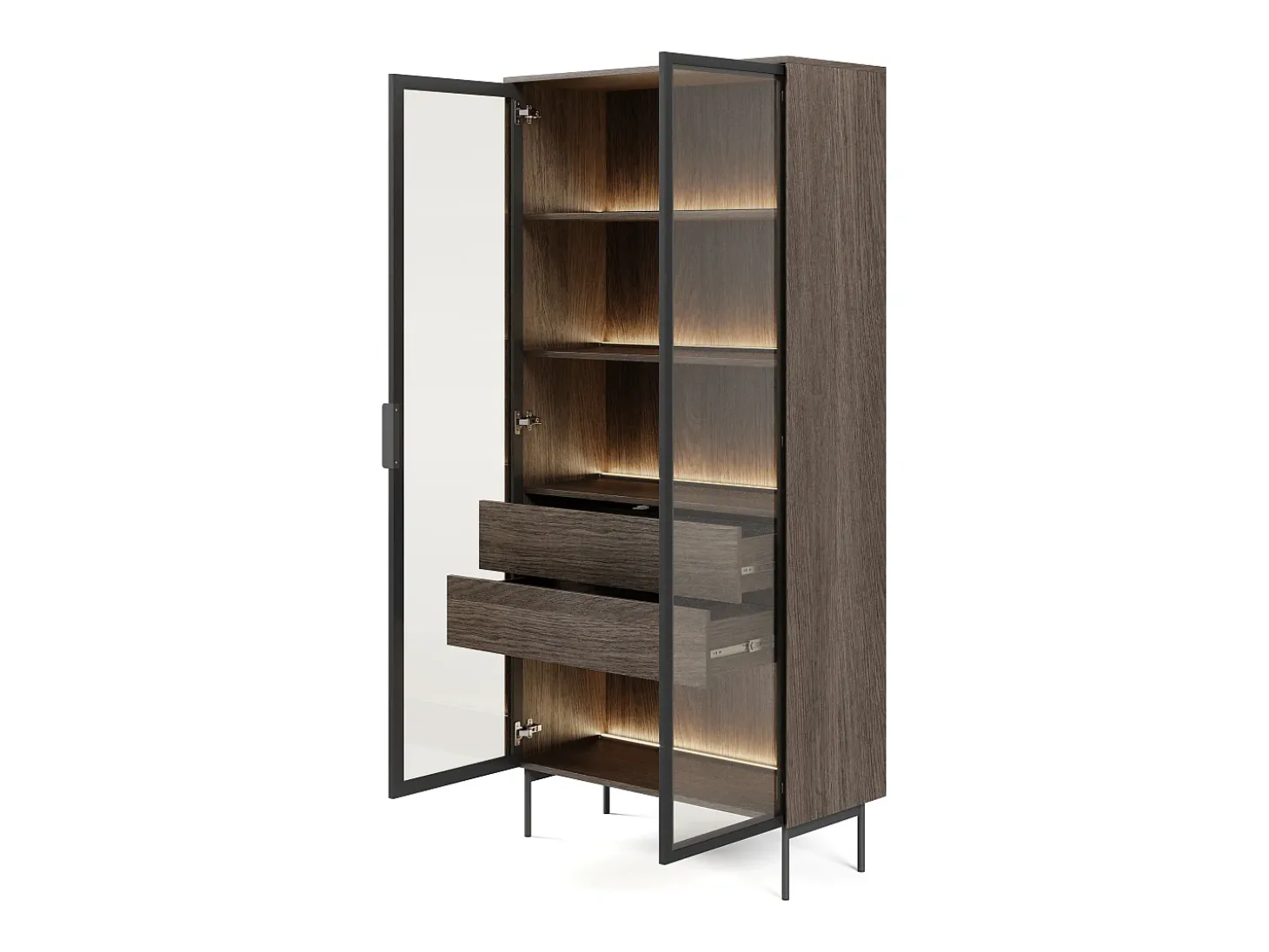 Vitrina, roble Dunin, 91,5 x 194,6 x 39,3 cm