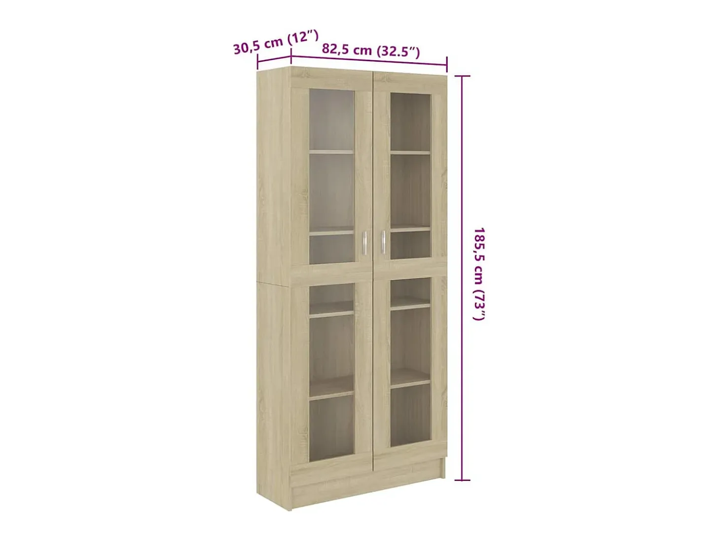 Vitrina roble Sonoma 82,5x30,5x185,5 cm Madera de ingeniería