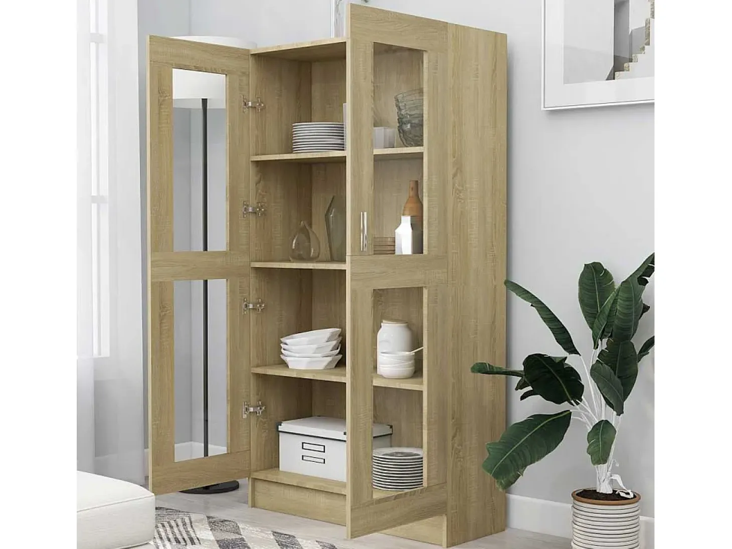 Vitrina roble Sonoma 82,5x30,5x150 cm Madera de ingeniería