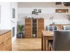 Vitrina rústica de madera de roble Manky 120 cm