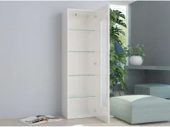 Vitrina salón blanco lacado brillante con 4 estantes de cristal Daiquiri
