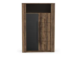 Vitrina Salón Mónaco en Roble Saloon y Negro 114x176x40 cm