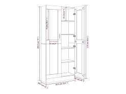 Vitrina Sonoma gris de 82,5 x 30,5 x 185,5 cm, madera de ingeniería