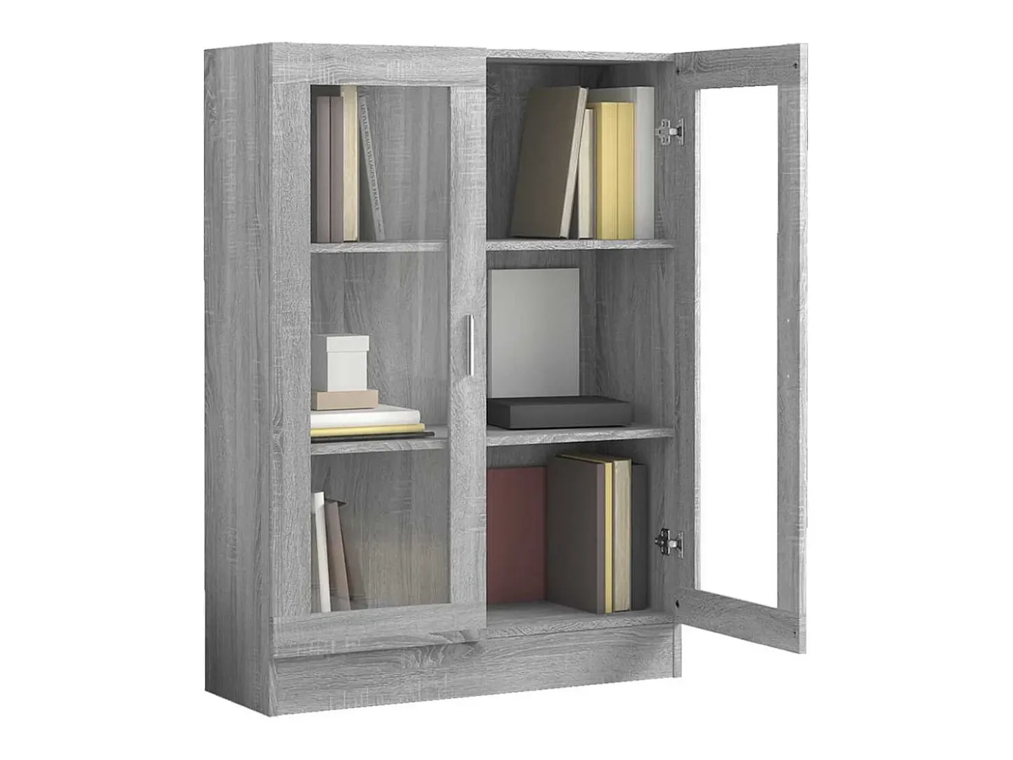 Vitrina Sonoma gris de 82,5 x 30,5 x 115 cm, madera de ingeniería