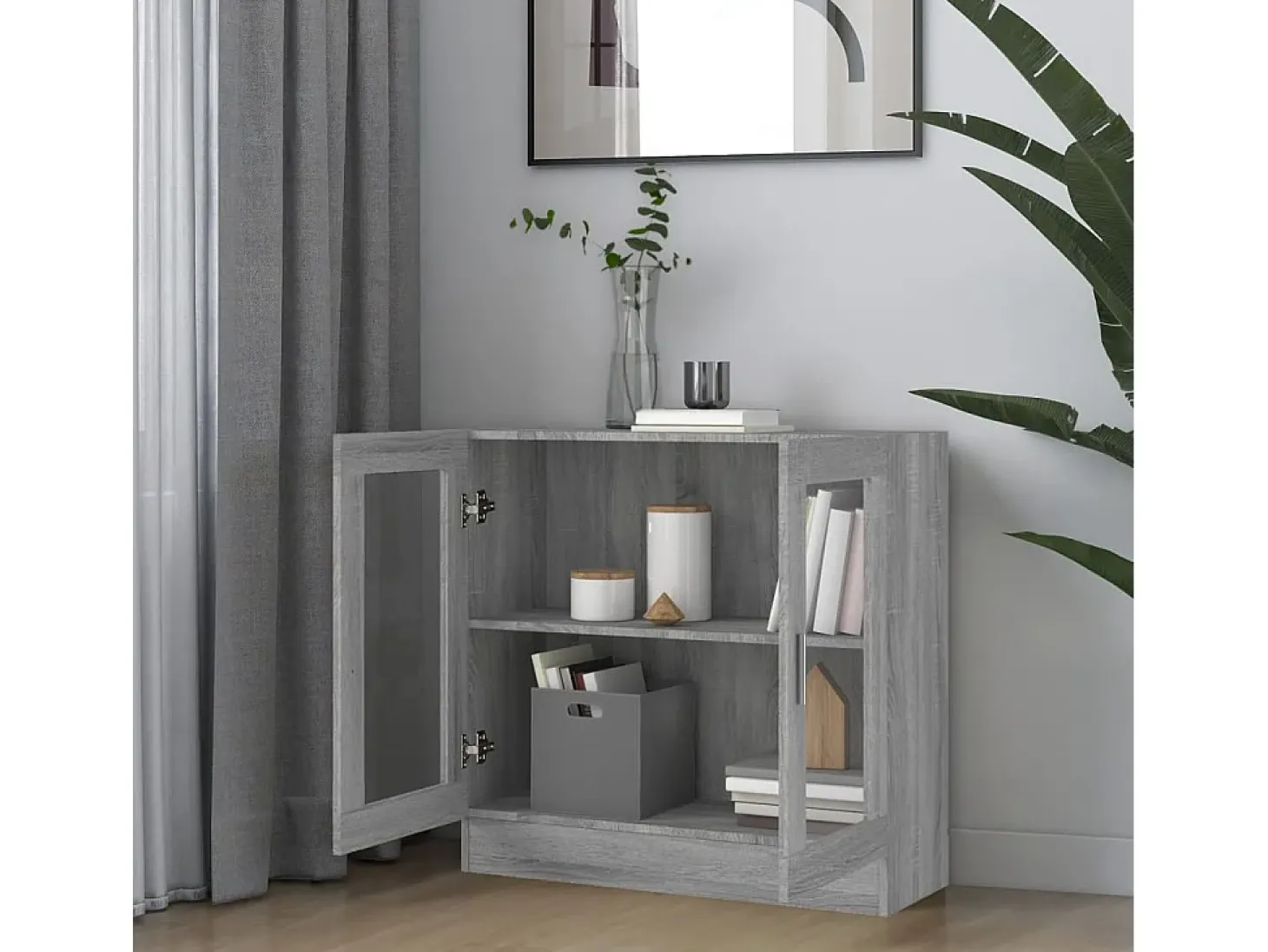 Vitrina Sonoma Gris 82,5x30,5x80 cm Madera de Ingeniería