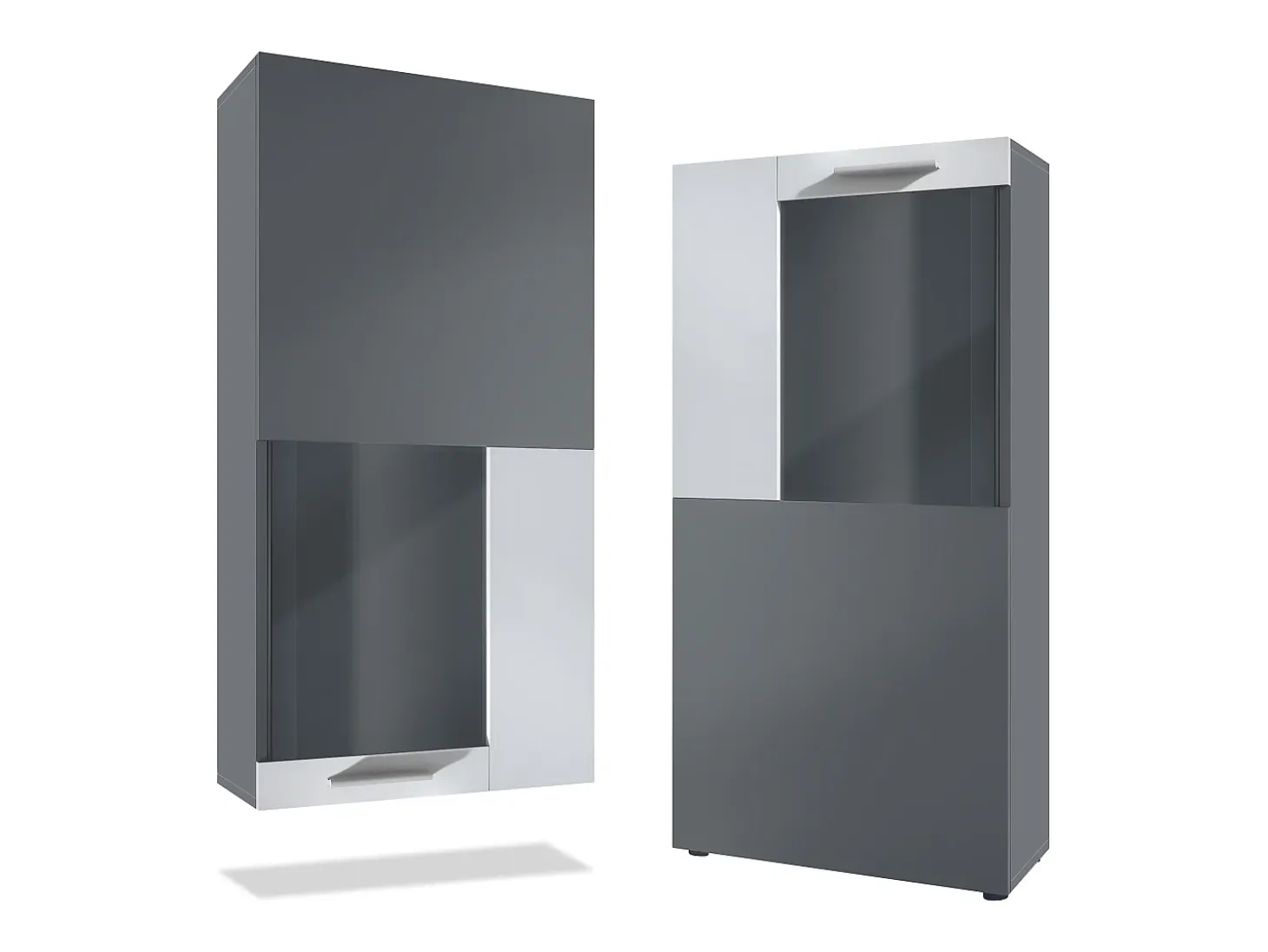 Vitrina Stream, Vitrina de Pie/Pared con 1 Puerta Grande y 2 Compartimentos Espaciosos, antracita mate/blanco mate ( 50,5 x 111 x 32,5 cm)
