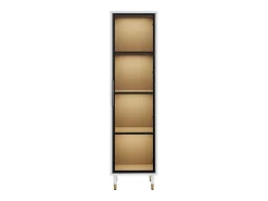 Vitrina vidriada de 170 cm de alto - Iluminación LED - 1 puerta de vidrio - MDF + paneles de partículas - Blanco