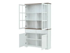 Vitrina 120x36,5x200 cm - con iluminación LED - 2 cajones y 4 puertas - MDF - Blanco