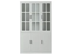 Vitrina 121,5x41x200 cm - con iluminación LED - 6 puertas - estantes ajustables - MDF - blanco