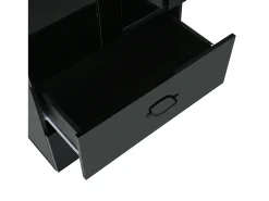 Vitrina 60x35x182 cm con iluminación LED - 2 puertas y 2 cajones - Puertas de vidrio - Tableros de partículas - Negro