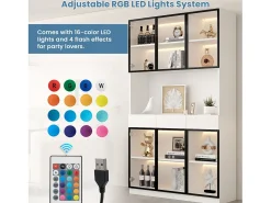 Vitrina 120x36x200 cm con LED - 6 puertas de cristal y 3 cajones - Blanco