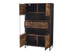 Vitrina 80x40x138cm con 2 puertas acrílicas y 2 cajones, LED incluido, cuerpo en marrón y negro