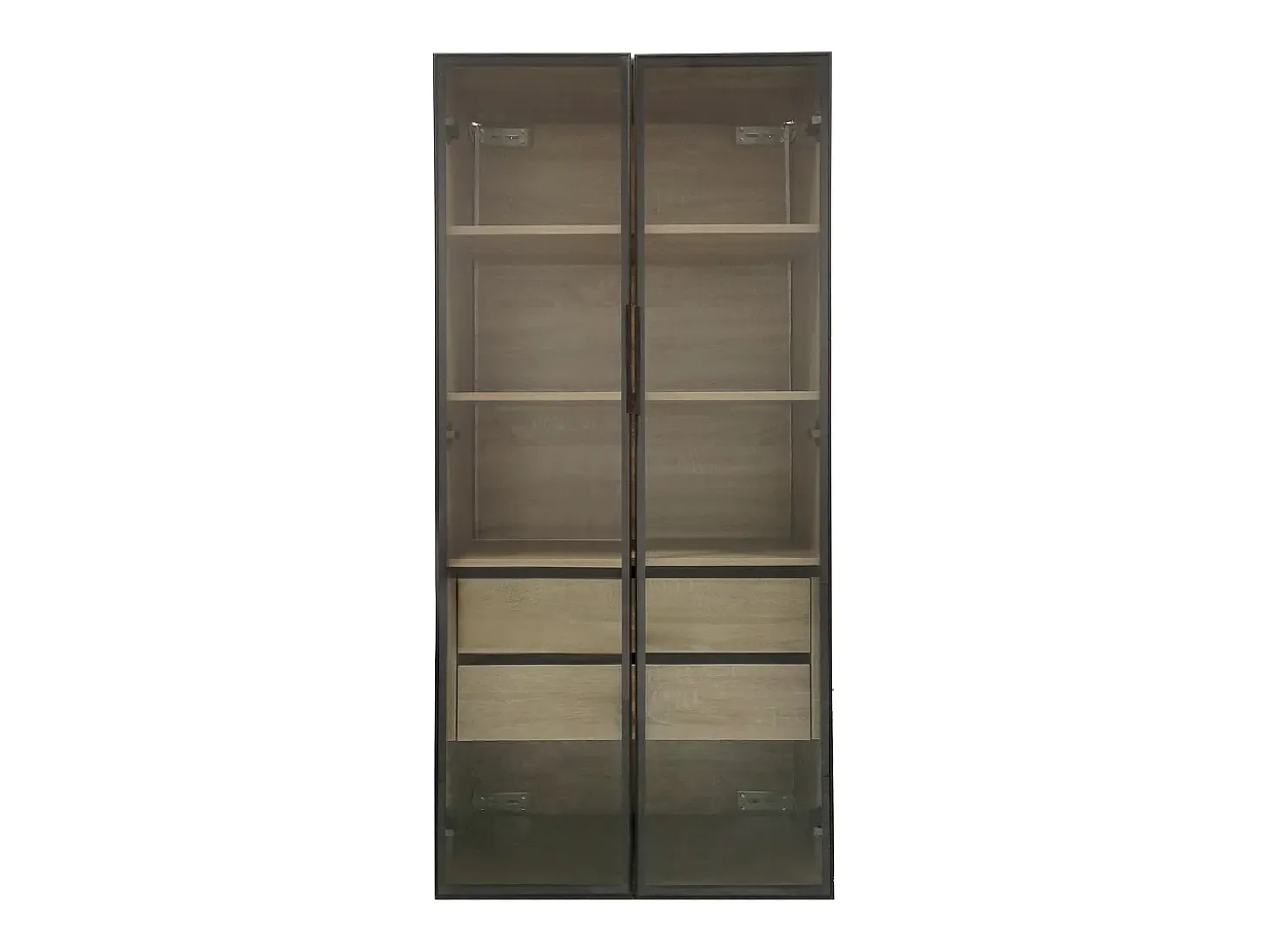 Vitrinas、Mueble de baño con LED - 2 cajones grandes y 2 puertas de cristal - Natural